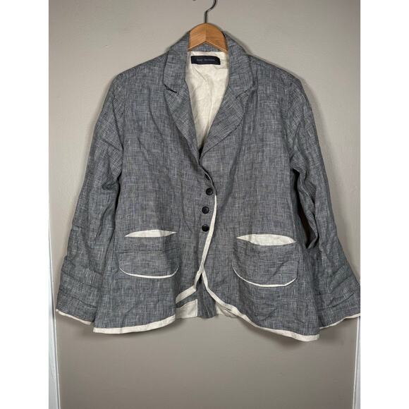 Anny Jacobson Lagenlook Micro Houndstooth Linen Blazer size M - Picture 1 of 10